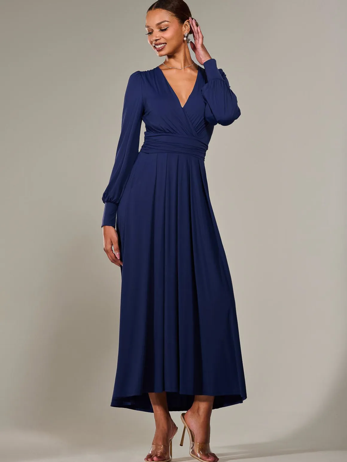 Long Sleeve Super Soft Jersey Maxi Dress, Navy