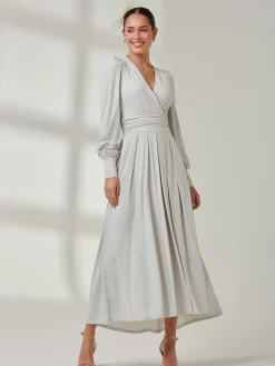 Long Sleeve Super Soft Jersey Maxi Dress, Pearl