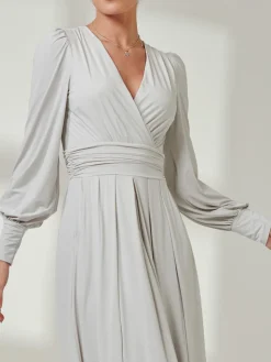 Long Sleeve Super Soft Jersey Maxi Dress, Pearl
