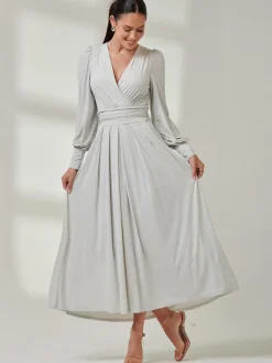 Long Sleeve Super Soft Jersey Maxi Dress, Pearl