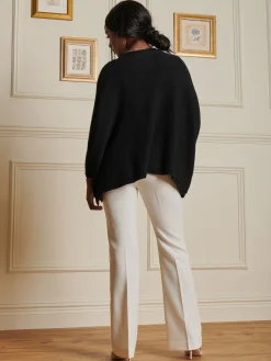 Loose Fit Batwing Knitted Cardigan, Black