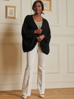 Loose Fit Batwing Knitted Cardigan, Black