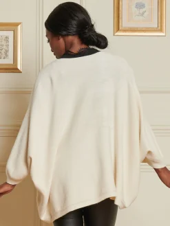 Loose Fit Batwing Knitted Cardigan, Cream