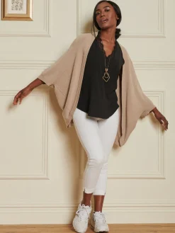 Loose Fit Batwing Knitted Cardigan, Light Khaki