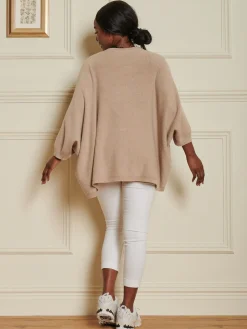 Loose Fit Batwing Knitted Cardigan, Light Khaki