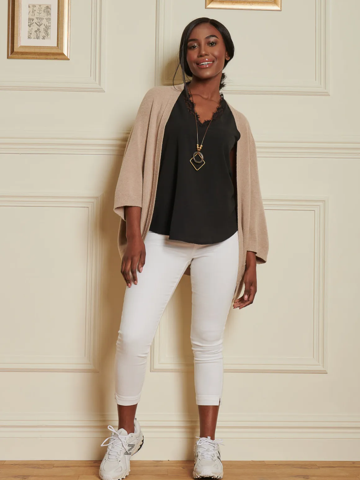 Loose Fit Batwing Knitted Cardigan, Light Khaki