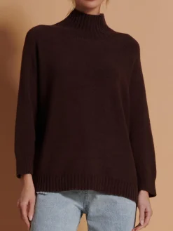 Loose Fit High Neck Jumper, Maroon