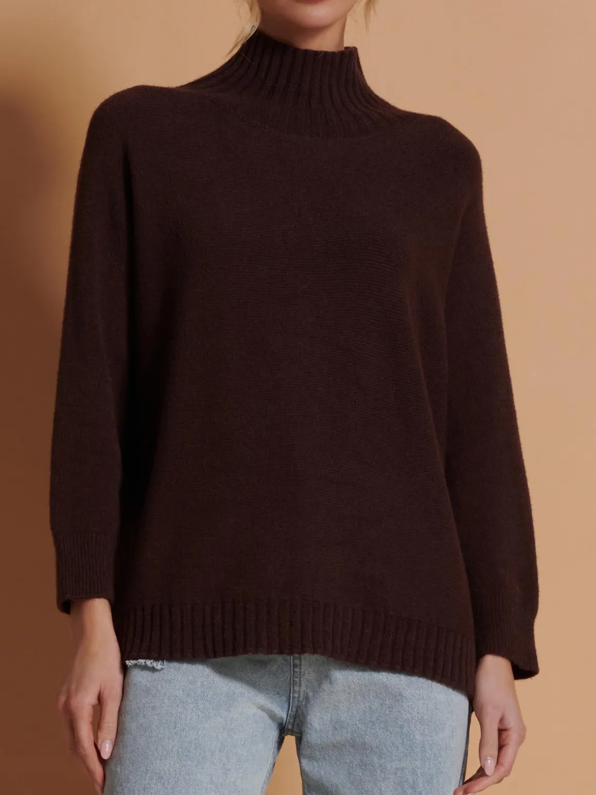 Loose Fit High Neck Jumper, Maroon