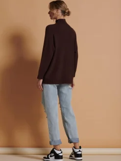 Loose Fit High Neck Jumper, Maroon