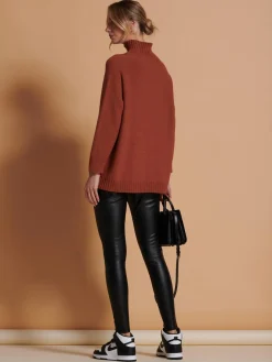 Loose Fit High Neck Jumper, Rusty Red