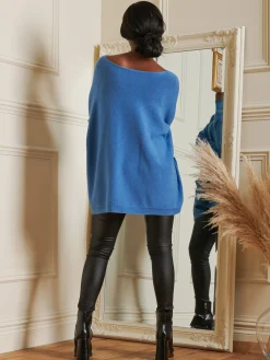 Loose Fit Pocket Knit Jumper, Cornflower Blue