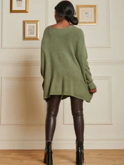 Loose Fit Pocket Knit Jumper, Soldier Green