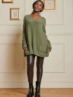 Loose Fit Pocket Knit Jumper, Soldier Green