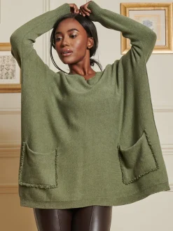 Loose Fit Pocket Knit Jumper, Soldier Green