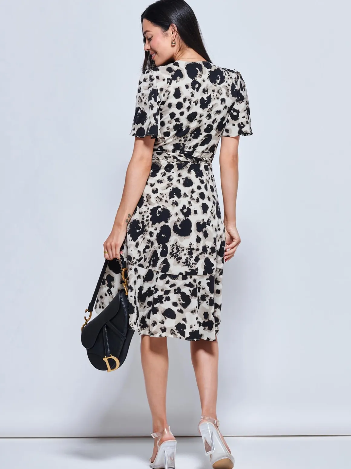 Loretta Wrap Tie Waist Skater Dress, Abstract Multi