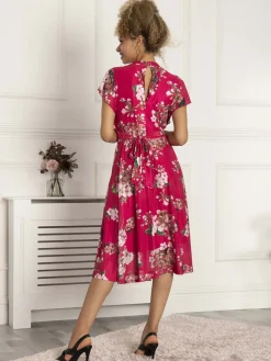 Luella Floral Print Mesh Dress, Purple Floral
