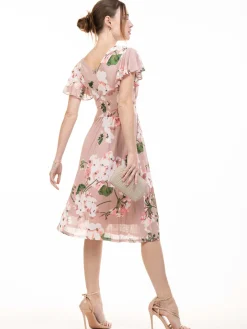 Lylah Cross Front Floral Dress, Pink Floral