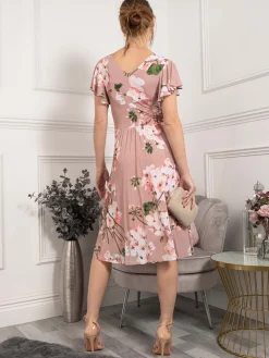 Lylah Cross Front Floral Dress, Pink Floral