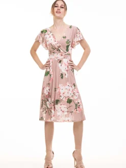Lylah Cross Front Floral Dress, Pink Floral