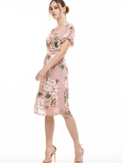 Lylah Cross Front Floral Dress, Pink Floral