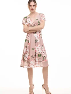 Lylah Cross Front Floral Dress, Pink Floral
