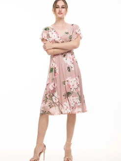Lylah Cross Front Floral Dress, Pink Floral