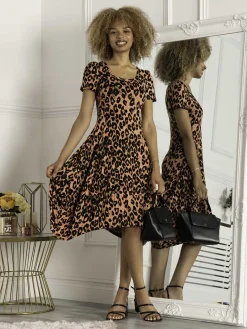 Maarja Bubble Hem Dress, Animal Print