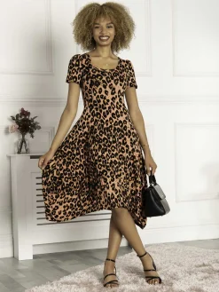 Maarja Bubble Hem Dress, Animal Print