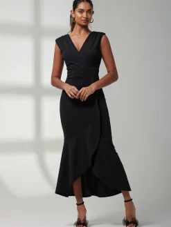 Mabruka Frill Fishtail Maxi Dress, Black