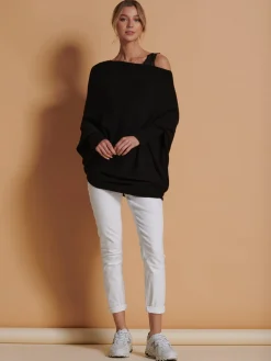 Made in Italy Asymmetric Draped Knit Jumper, Black