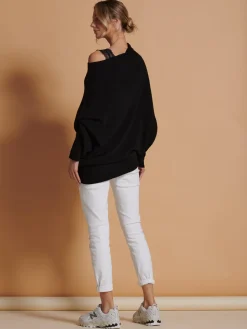 Made in Italy Asymmetric Draped Knit Jumper, Black