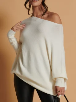 Made In Italy Asymmetric Draped Soft Knit Jumper, Butter