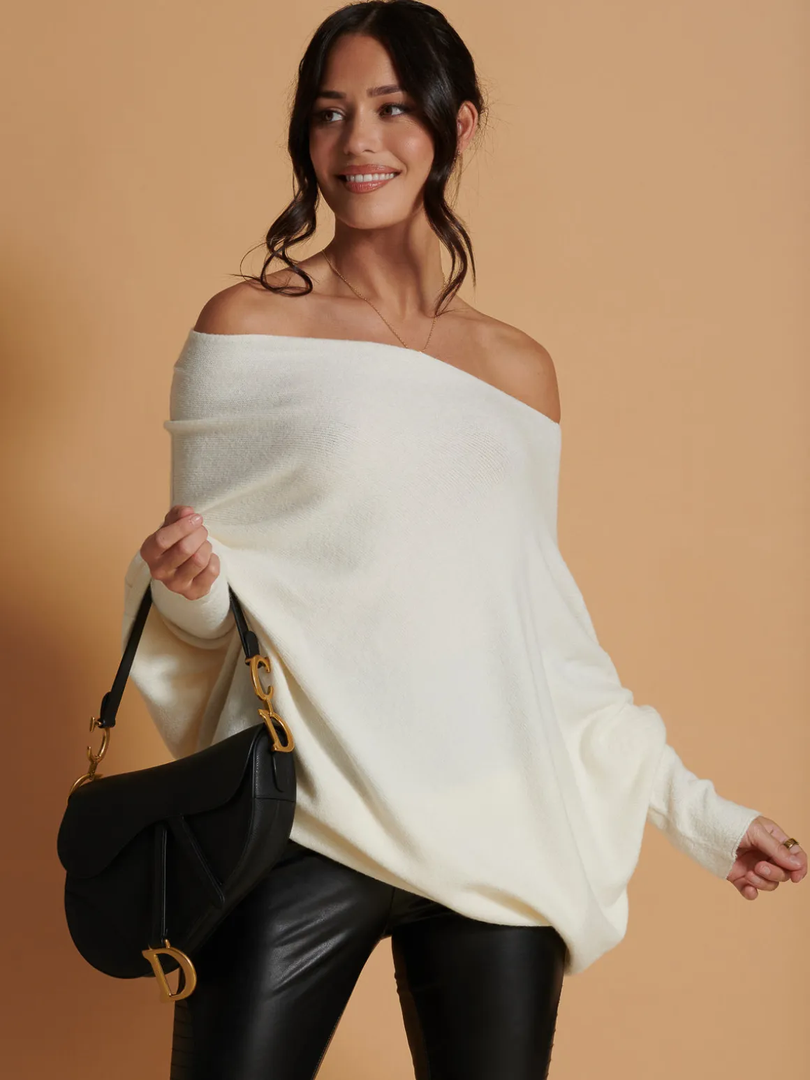 Made In Italy Asymmetric Draped Soft Knit Jumper, Butter