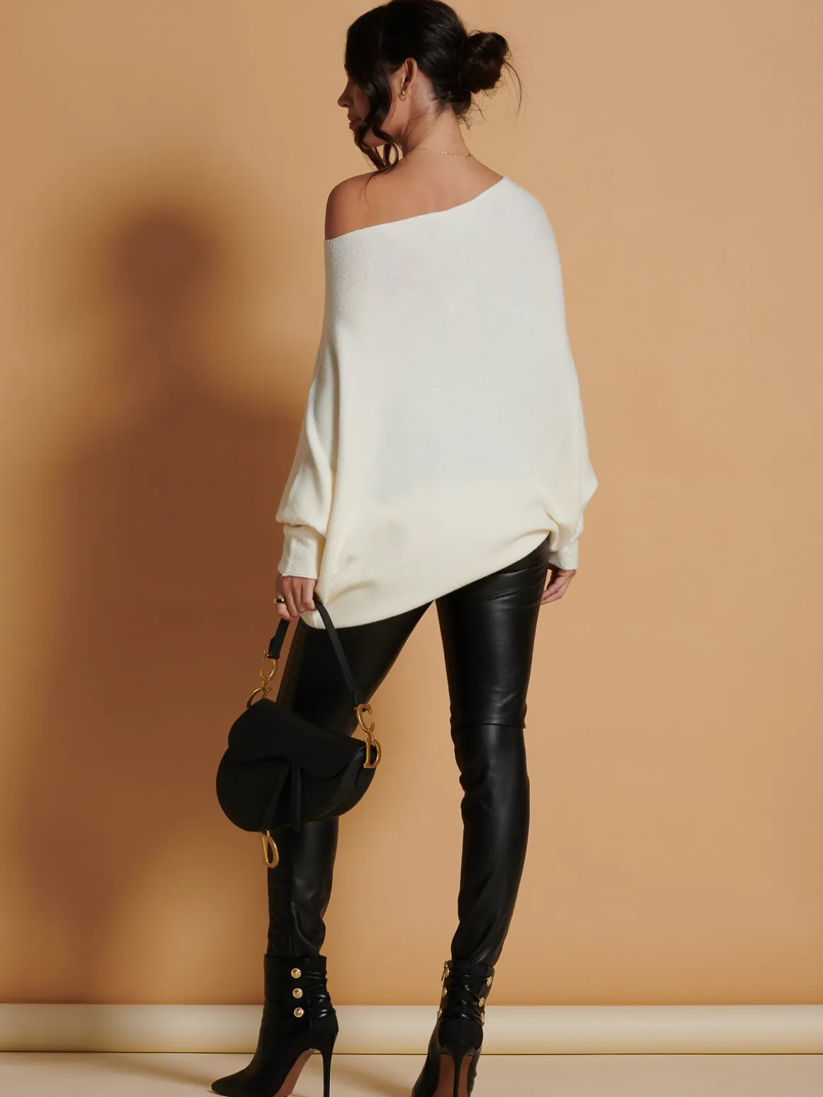 Made In Italy Asymmetric Draped Soft Knit Jumper, Butter