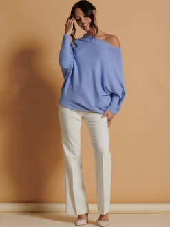 Made In Italy Asymmetric Draped Soft Knit Jumper, Grapemist