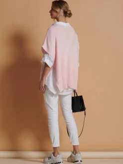 Made in Italy Button Side Knitted Tabard, Baby Pink