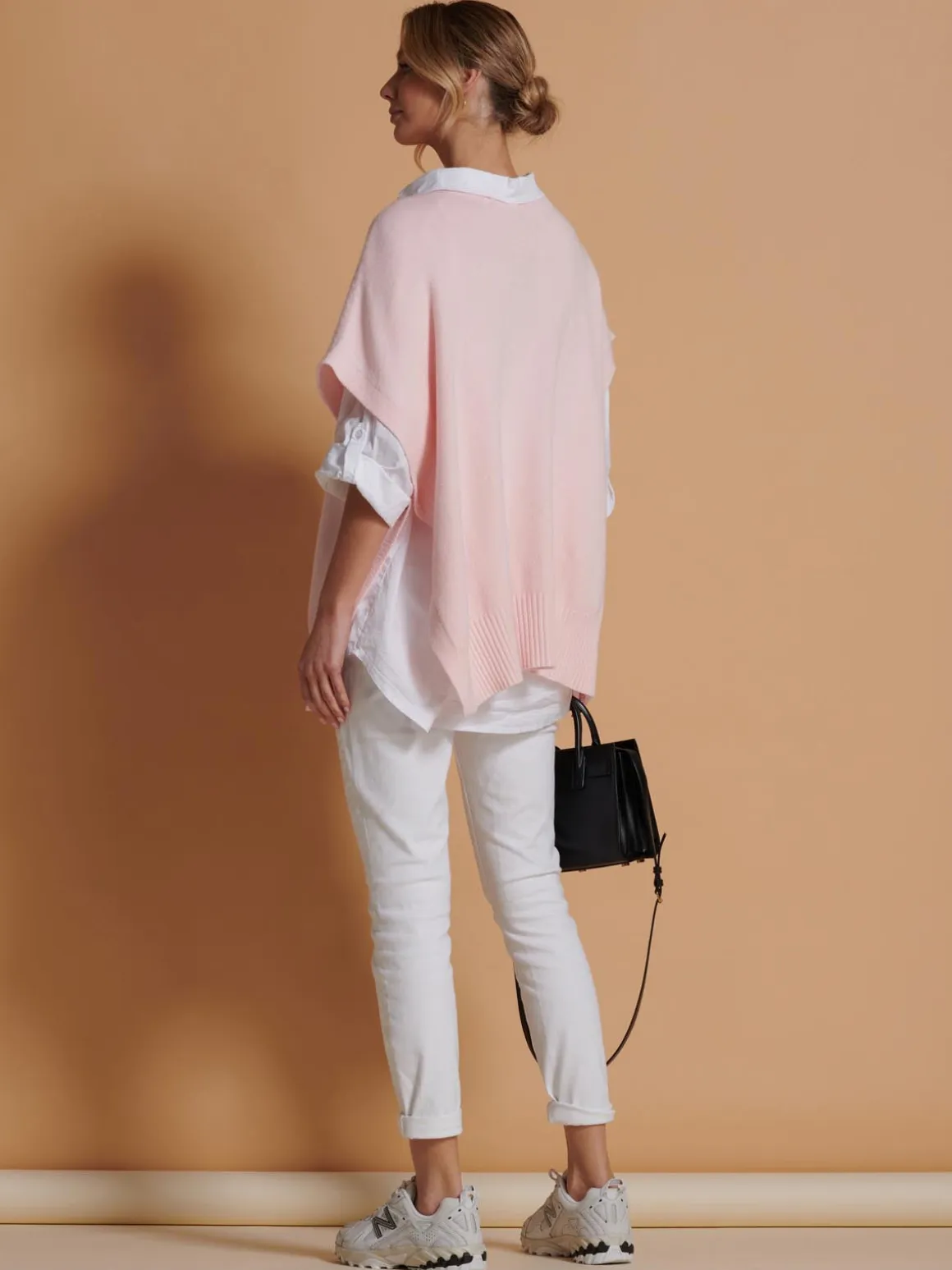Made in Italy Button Side Knitted Tabard, Baby Pink