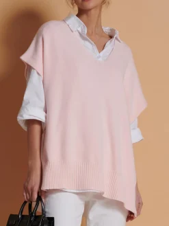 Made in Italy Button Side Knitted Tabard, Baby Pink