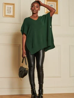 Made in Italy Button Side Knitted Tabard, Forest Green