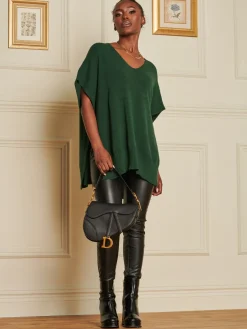 Made in Italy Button Side Knitted Tabard, Forest Green