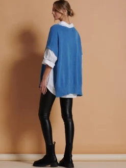 Made in Italy Button Side Knitted Tabard, Grapemist