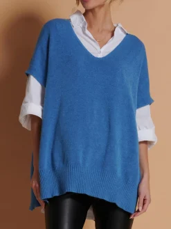 Made in Italy Button Side Knitted Tabard, Grapemist