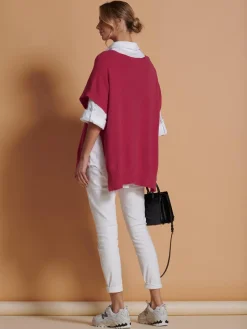 Made in Italy Button Side Knitted Tabard, Red