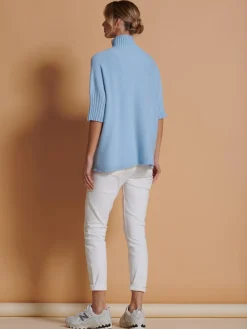 Made in Italy High Neck Half Sleeve Jumper, Baby Blue