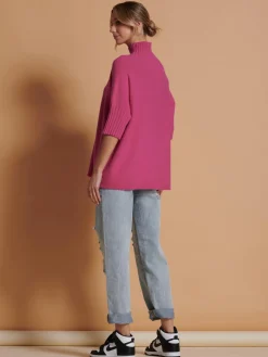 Made in Italy High Neck Half Sleeve Jumper, Hot Pink