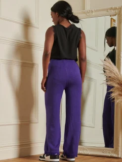Made in Italy Knitted Fringe Detail Trousers, Purple
