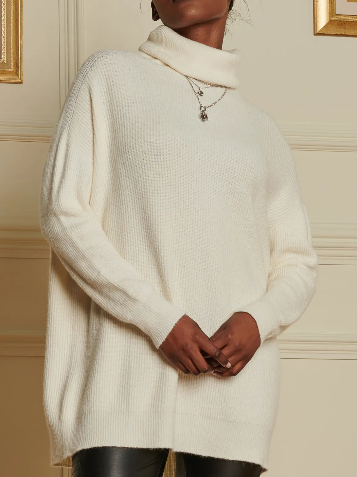 Made In Italy Rib Knitted Roll Neck Jumper, Butter