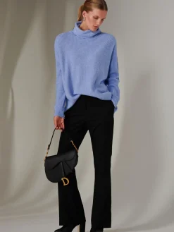 Made In Italy Rib Knitted Roll Neck Jumper, Grapemist