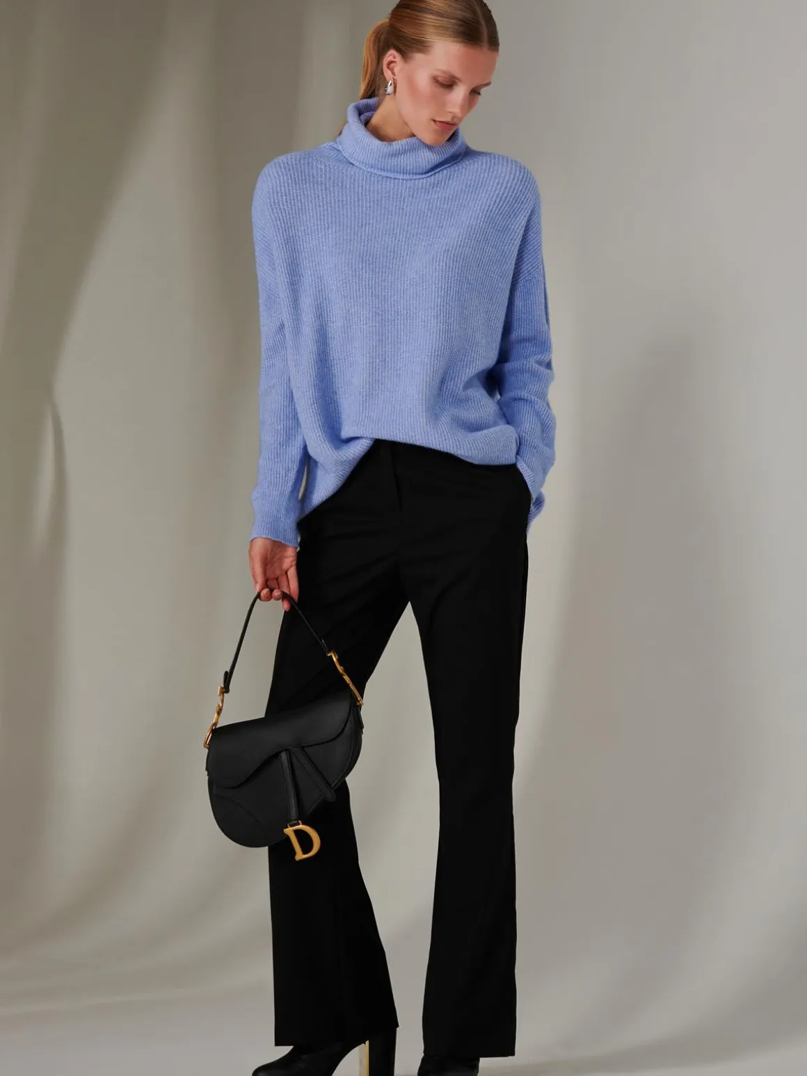 Made In Italy Rib Knitted Roll Neck Jumper, Grapemist