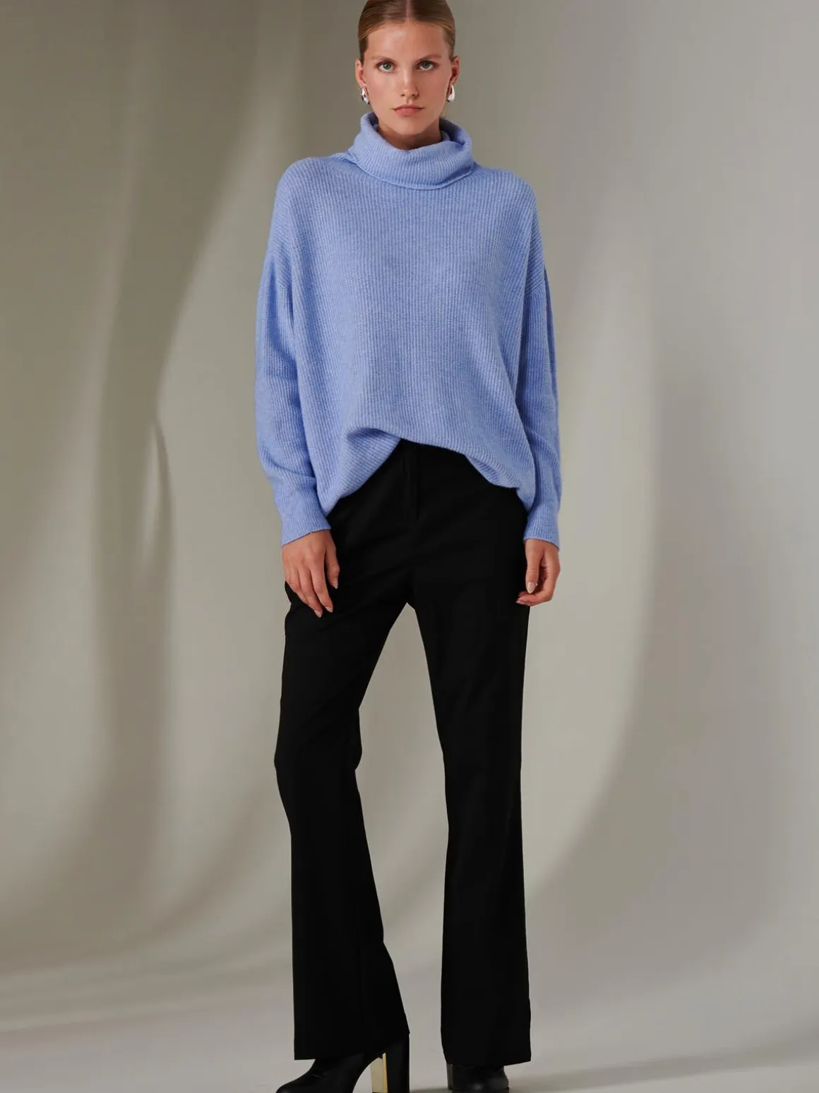 Made In Italy Rib Knitted Roll Neck Jumper, Grapemist